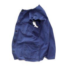 画像4: OLD UNKNOWN BRAND COTTON HERRINGBONE TWILL CUT-OFF N/S GERMAN WORK JACKET (4)