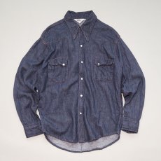 画像1: 70's MONTGOMERY WARD VAT-DYED COTTON DENIM WESTERN SHIRT (1)