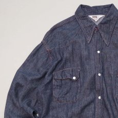 画像3: 70's MONTGOMERY WARD VAT-DYED COTTON DENIM WESTERN SHIRT (3)