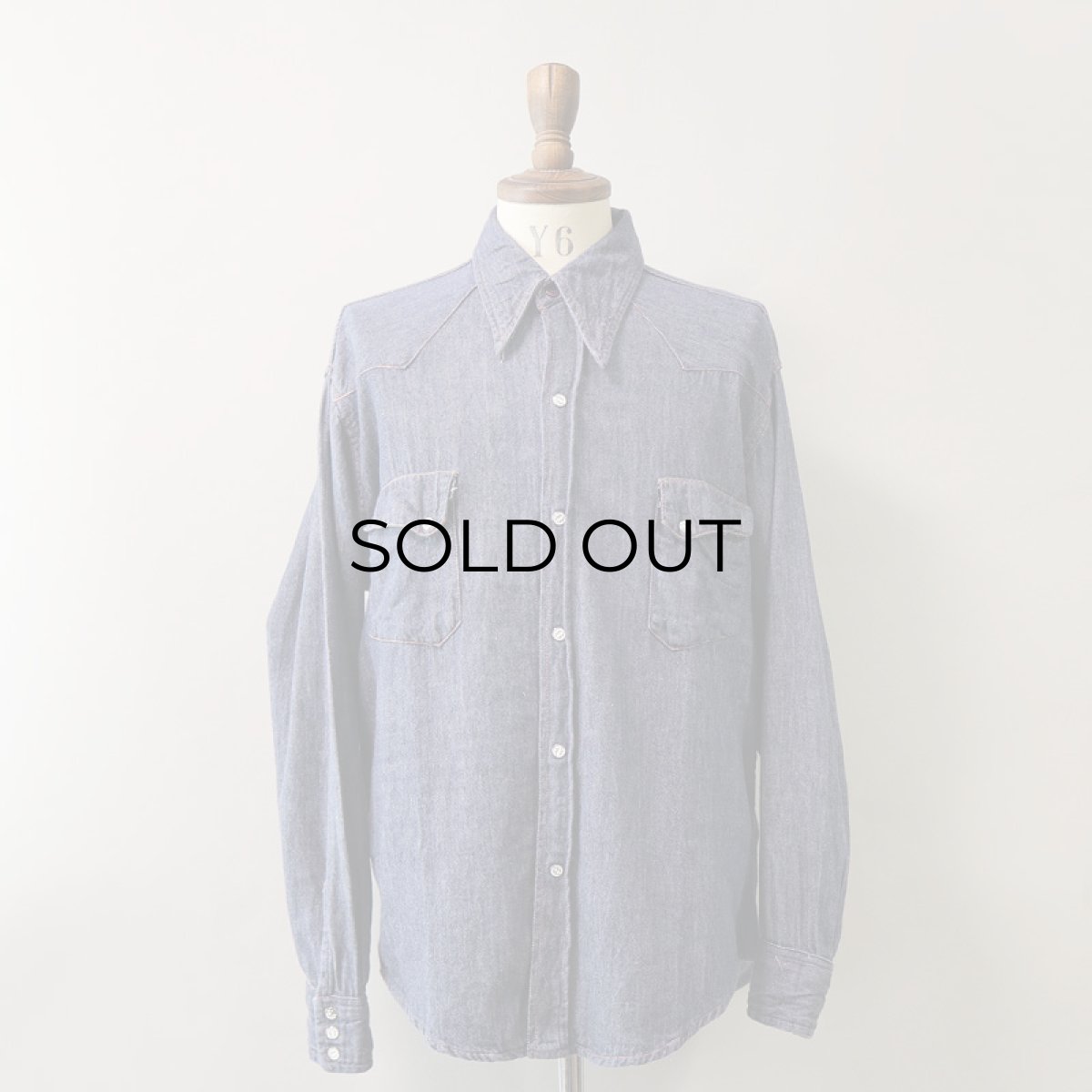 画像9: 70's MONTGOMERY WARD VAT-DYED COTTON DENIM WESTERN SHIRT (9)