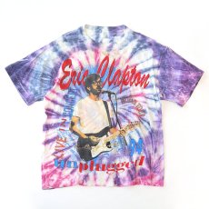 画像1: 90's UNKNOWN BRAND Tie-Dye COTTON W-PRINT S/S ARTIST TEE "Eric Clapton unplugged 94" (1)