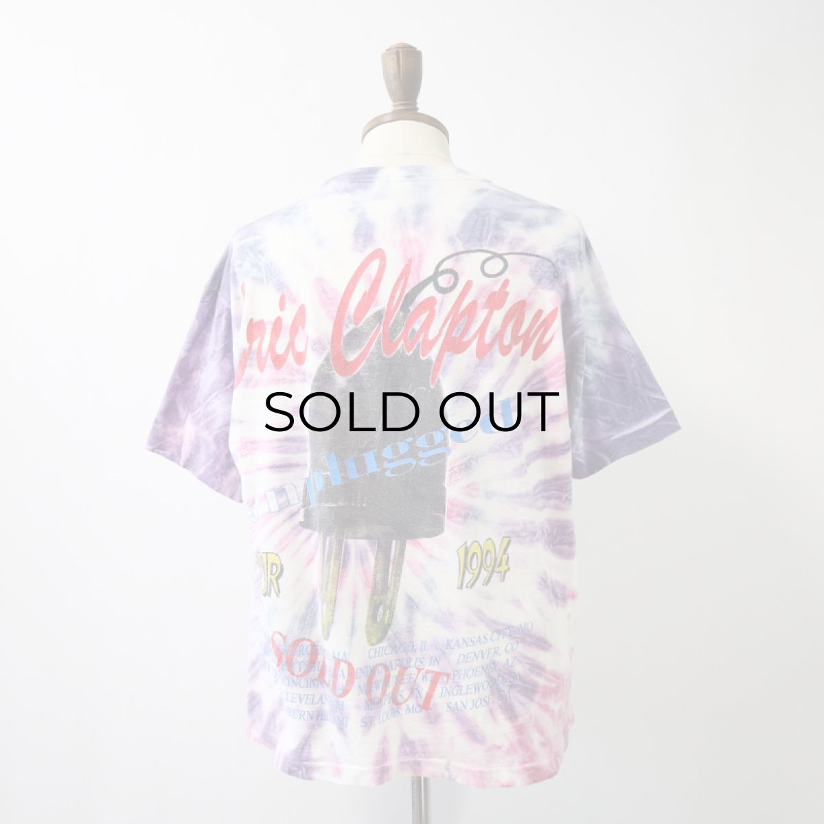 画像11: 90's UNKNOWN BRAND Tie-Dye COTTON W-PRINT S/S ARTIST TEE "Eric Clapton unplugged 94" (11)