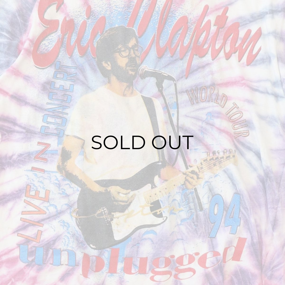 画像5: 90's UNKNOWN BRAND Tie-Dye COTTON W-PRINT S/S ARTIST TEE "Eric Clapton unplugged 94" (5)