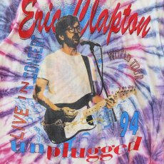 画像5: 90's UNKNOWN BRAND Tie-Dye COTTON W-PRINT S/S ARTIST TEE "Eric Clapton unplugged 94" (5)