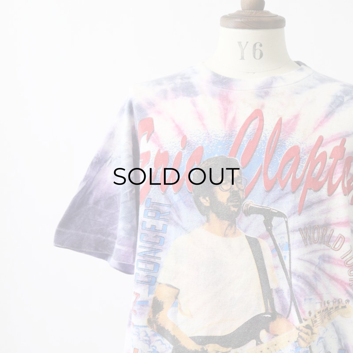 画像8: 90's UNKNOWN BRAND Tie-Dye COTTON W-PRINT S/S ARTIST TEE "Eric Clapton unplugged 94" (8)