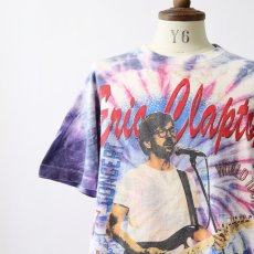 画像8: 90's UNKNOWN BRAND Tie-Dye COTTON W-PRINT S/S ARTIST TEE "Eric Clapton unplugged 94" (8)