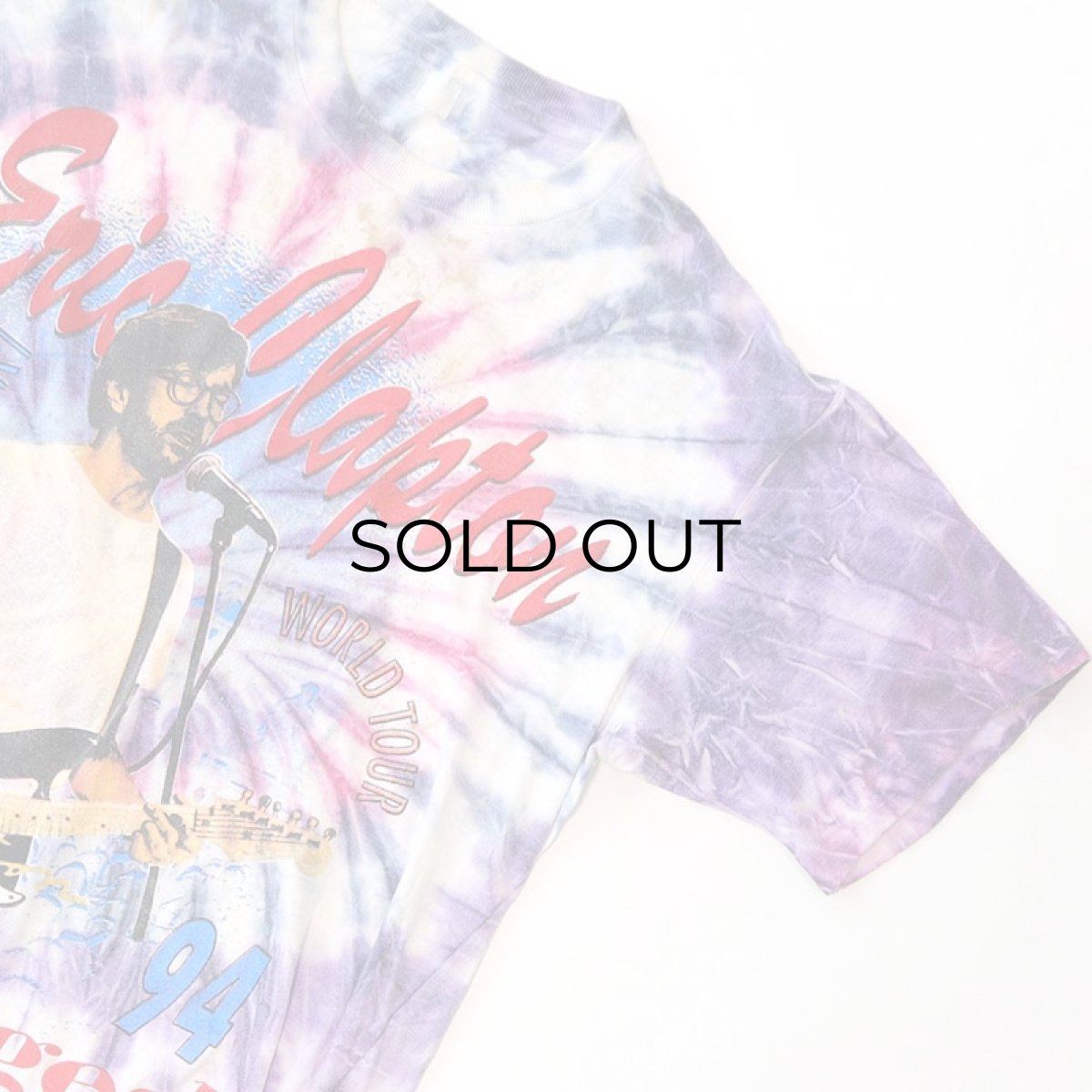 画像4: 90's UNKNOWN BRAND Tie-Dye COTTON W-PRINT S/S ARTIST TEE "Eric Clapton unplugged 94" (4)