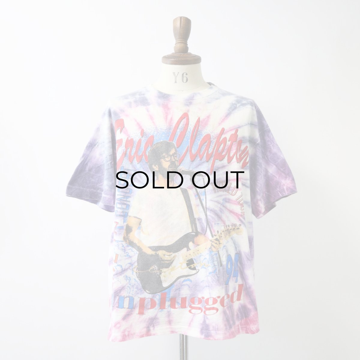 画像9: 90's UNKNOWN BRAND Tie-Dye COTTON W-PRINT S/S ARTIST TEE "Eric Clapton unplugged 94" (9)