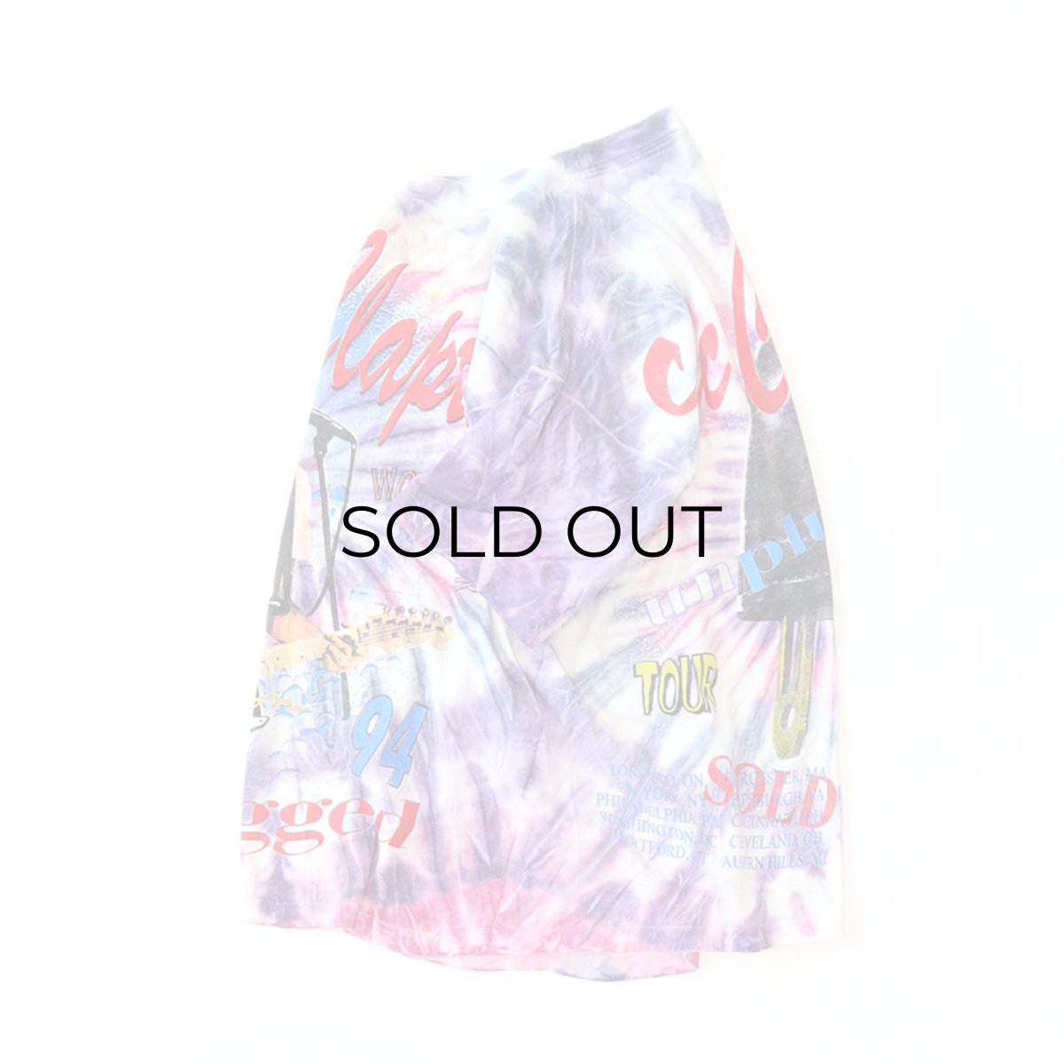 画像2: 90's UNKNOWN BRAND Tie-Dye COTTON W-PRINT S/S ARTIST TEE "Eric Clapton unplugged 94" (2)
