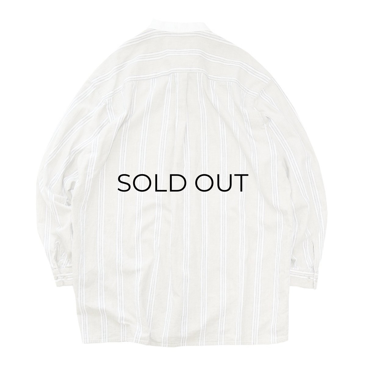 画像2: CLASSIC OLD WEST STYLES COTTON LINEN STRIPE COLLARLESS SHIRT (2)