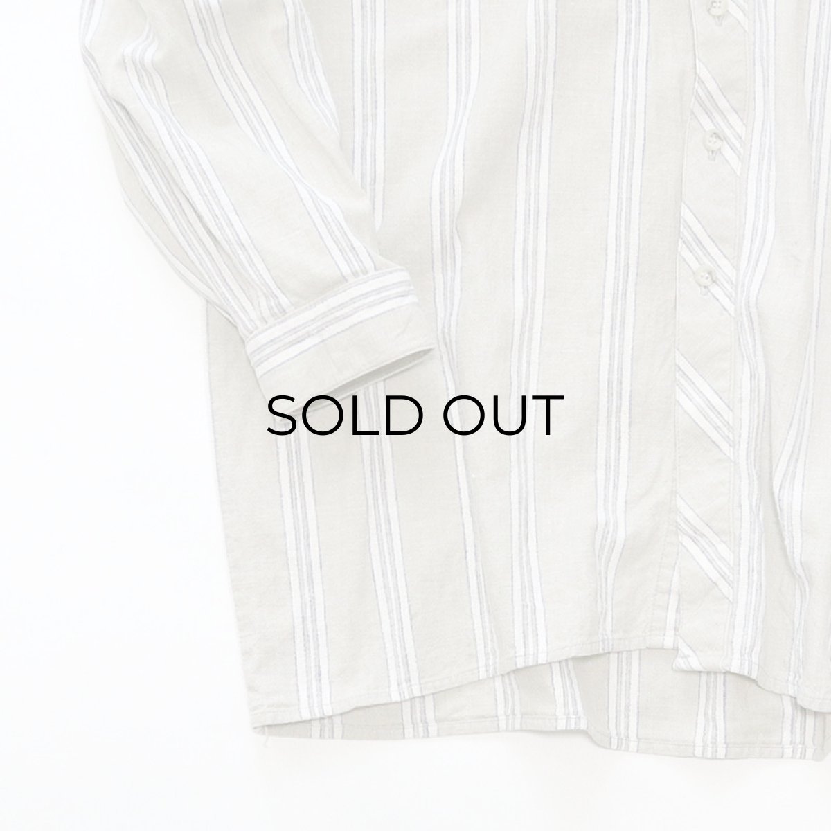 画像4: CLASSIC OLD WEST STYLES COTTON LINEN STRIPE COLLARLESS SHIRT (4)