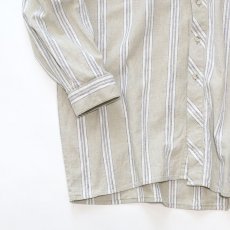 画像4: CLASSIC OLD WEST STYLES COTTON LINEN STRIPE COLLARLESS SHIRT (4)