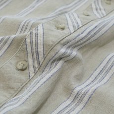 画像7: CLASSIC OLD WEST STYLES COTTON LINEN STRIPE COLLARLESS SHIRT (7)