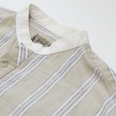 画像5: CLASSIC OLD WEST STYLES COTTON LINEN STRIPE COLLARLESS SHIRT (5)