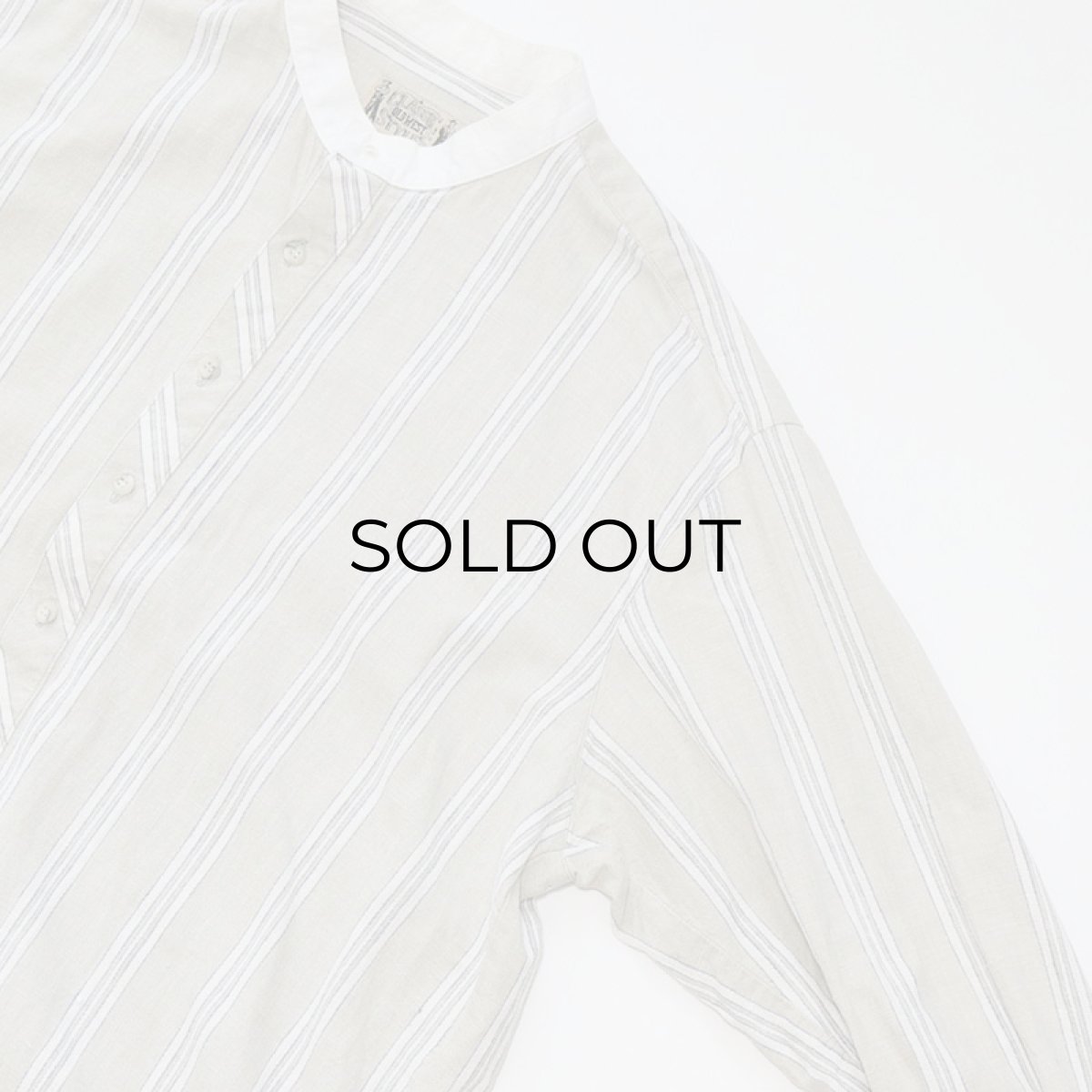 画像3: CLASSIC OLD WEST STYLES COTTON LINEN STRIPE COLLARLESS SHIRT (3)