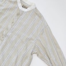 画像3: CLASSIC OLD WEST STYLES COTTON LINEN STRIPE COLLARLESS SHIRT (3)