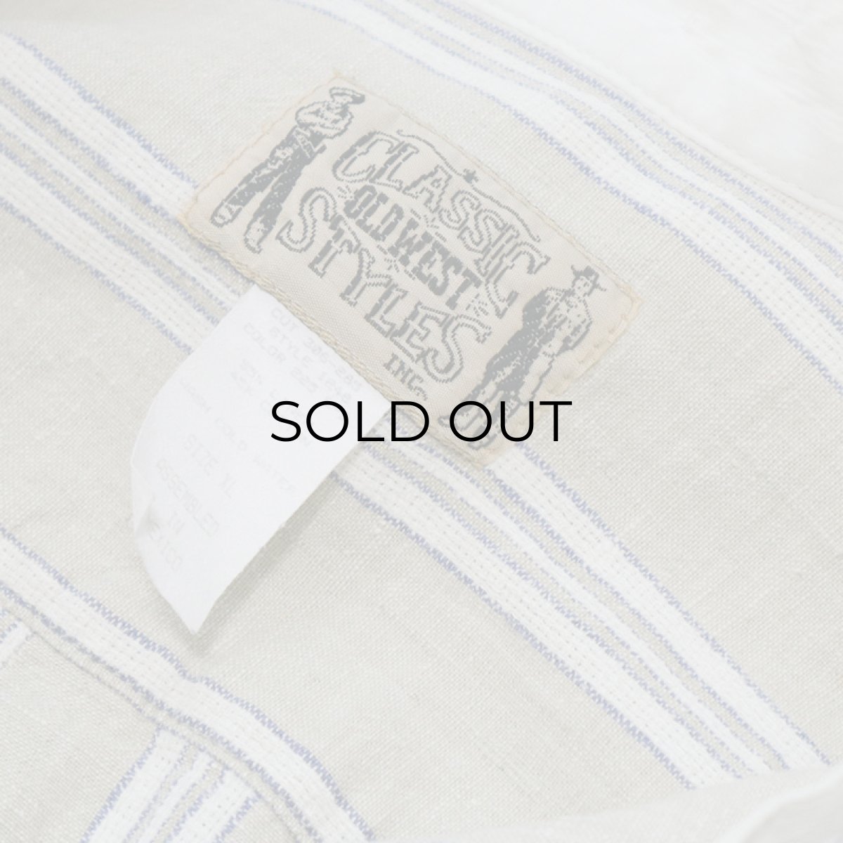 画像6: CLASSIC OLD WEST STYLES COTTON LINEN STRIPE COLLARLESS SHIRT (6)