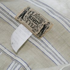 画像6: CLASSIC OLD WEST STYLES COTTON LINEN STRIPE COLLARLESS SHIRT (6)