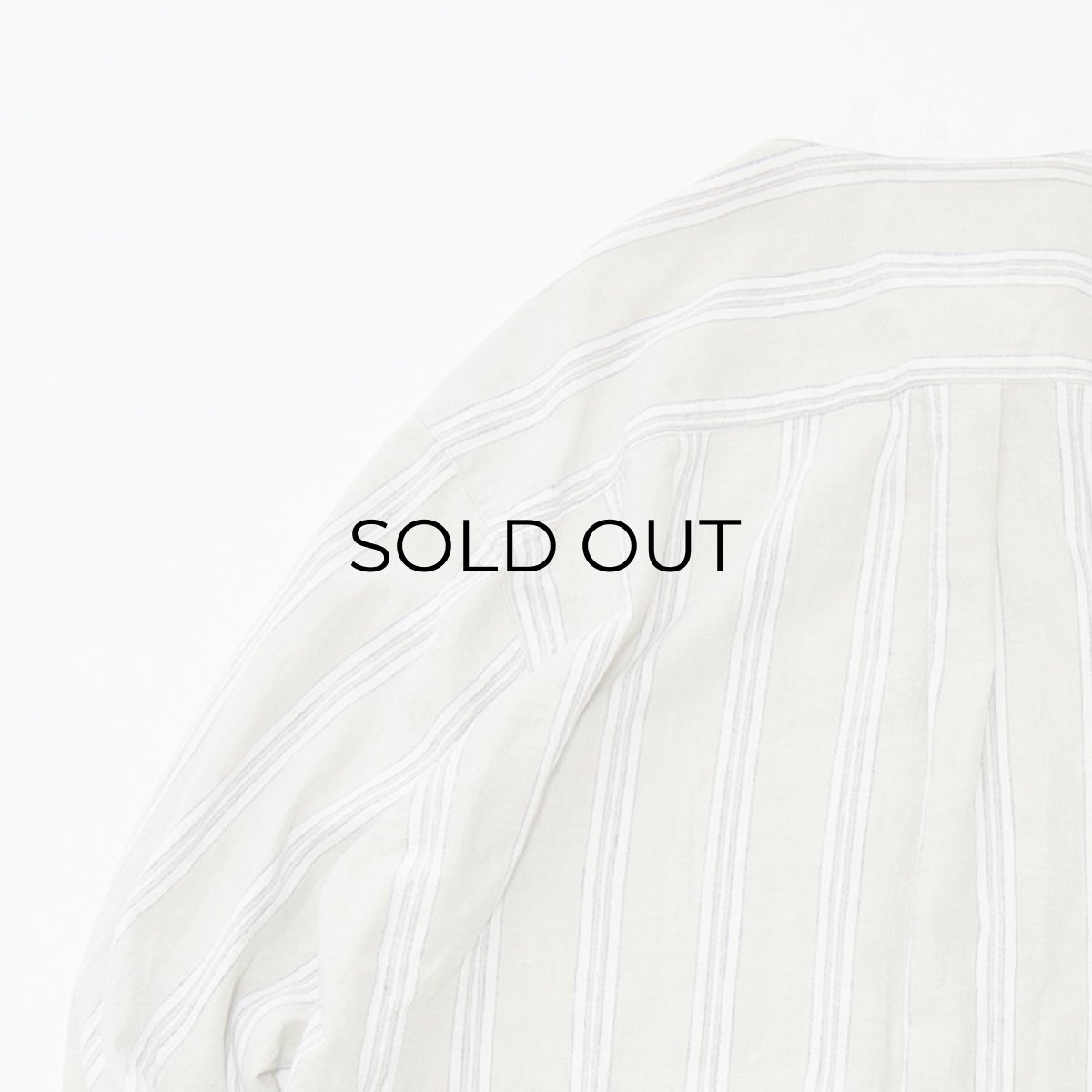 画像8: CLASSIC OLD WEST STYLES COTTON LINEN STRIPE COLLARLESS SHIRT (8)