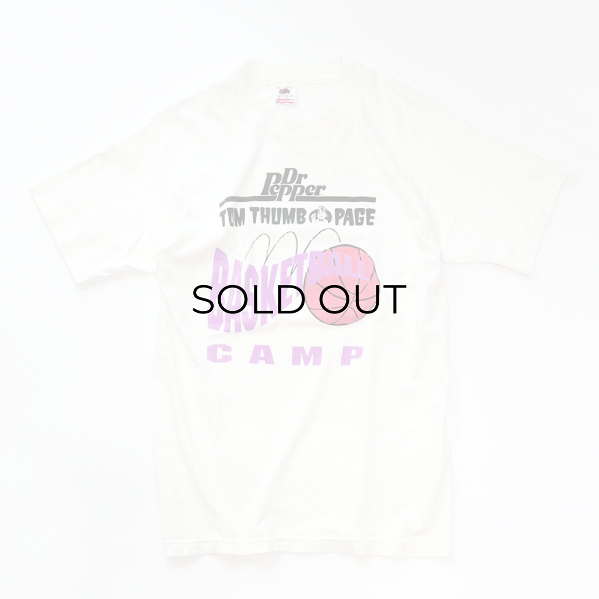 画像2: 〜90's FRUIT OF THE LOOM COTTON W-PRINT S/S TEE "DrPepper TOM THUMB PAGE BASKETBALL CAMP" (2)