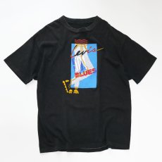 画像1: 80's-90's UNKNOWN BRAND COTTON PRINT S/S TEE "Levi's 501 BLUES" (1)