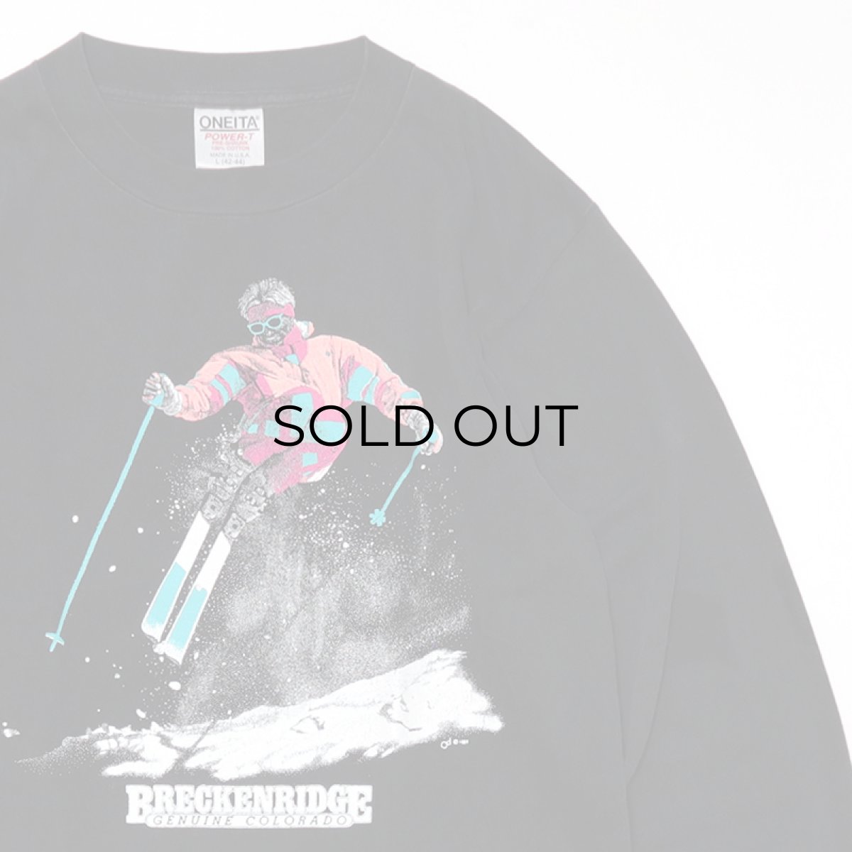 画像3: 〜90's ONEITA COTTON W-PRINT L/S TEE "BRECKENRIDGE" (3)