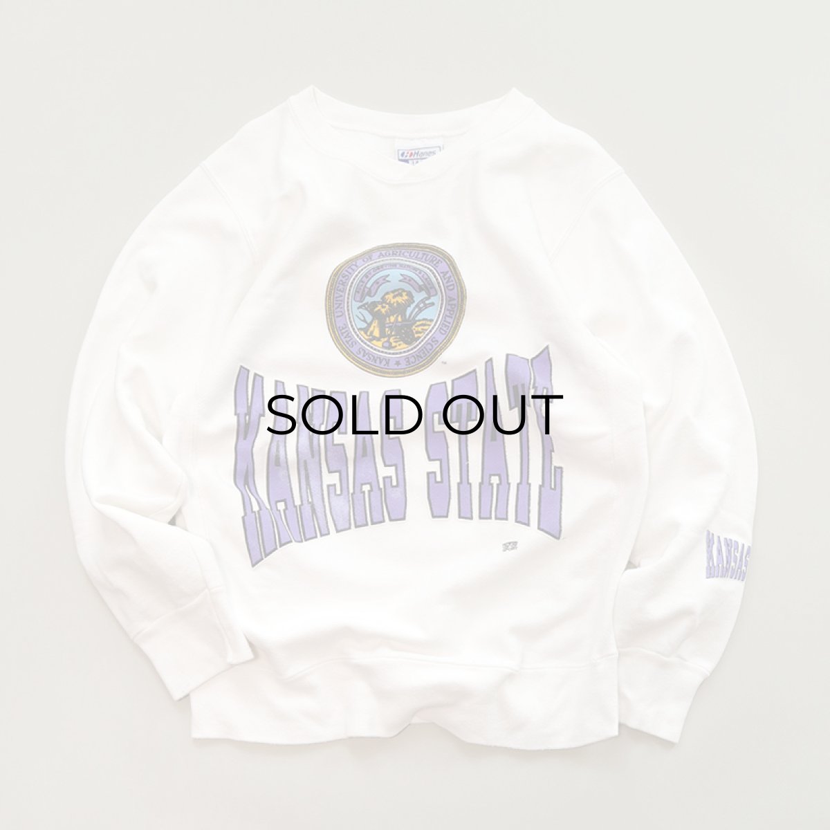 画像1: 80's-90's Hanes REVERSE WEAVE style PRINT CREW NECK SWEAT "KANSAS STATE" (1)