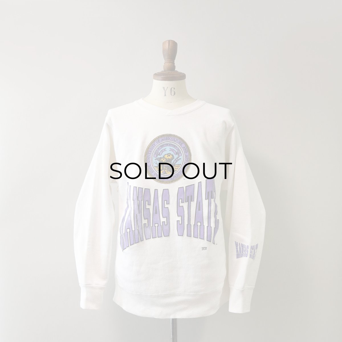画像12: 80's-90's Hanes REVERSE WEAVE style PRINT CREW NECK SWEAT "KANSAS STATE" (12)