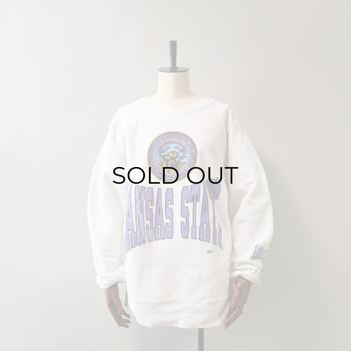 画像13: 80's-90's Hanes REVERSE WEAVE style PRINT CREW NECK SWEAT "KANSAS STATE" (13)