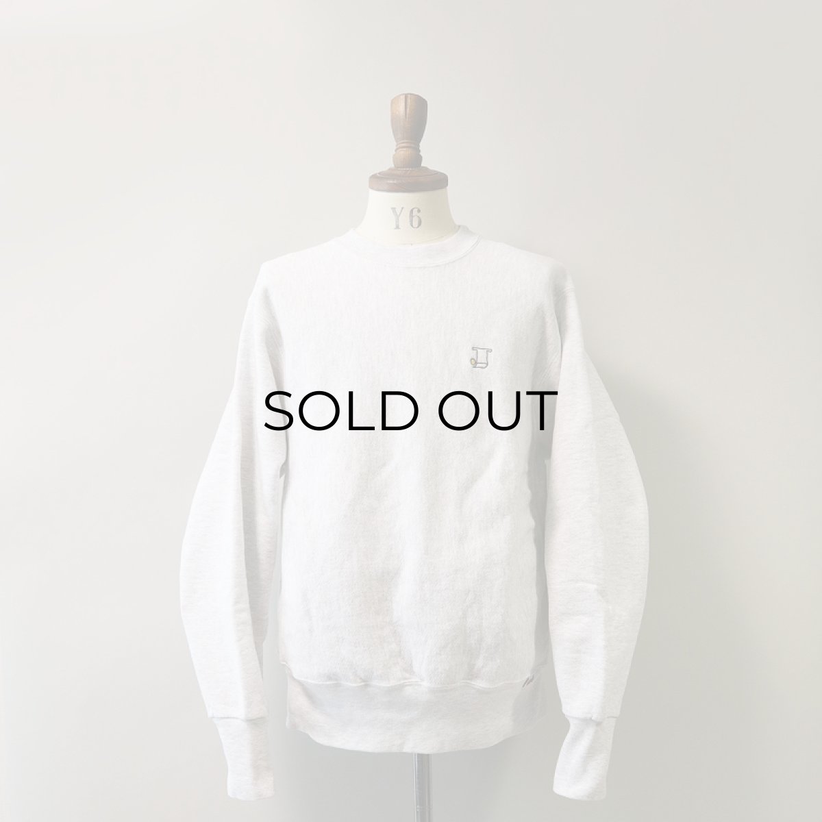 画像8: 〜90's Midwest Embroidery REVERSE WEAVE style EMBROIDERED CREW NECK SWEAT "J" (8)