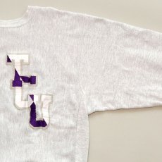 画像3: 〜90's RUGGED SWEATS REVERSE WEAVE style W-LETTERED CREW NECK SWEAT "TCU" (3)