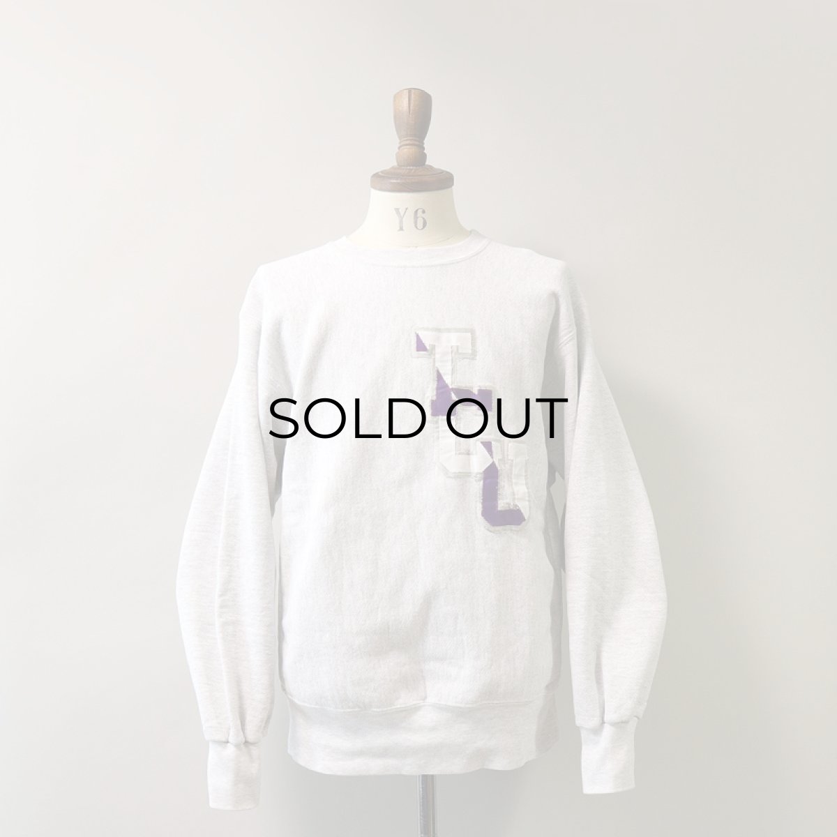 画像9: 〜90's RUGGED SWEATS REVERSE WEAVE style W-LETTERED CREW NECK SWEAT "TCU" (9)