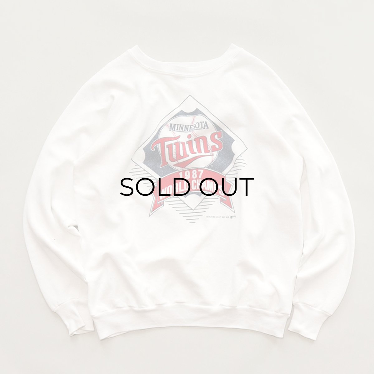 画像1: 80's TRENCH PRINT CREW NECK SWEAT "MINNESOTA Twins 1987 WORLD CHAMPS" (1)