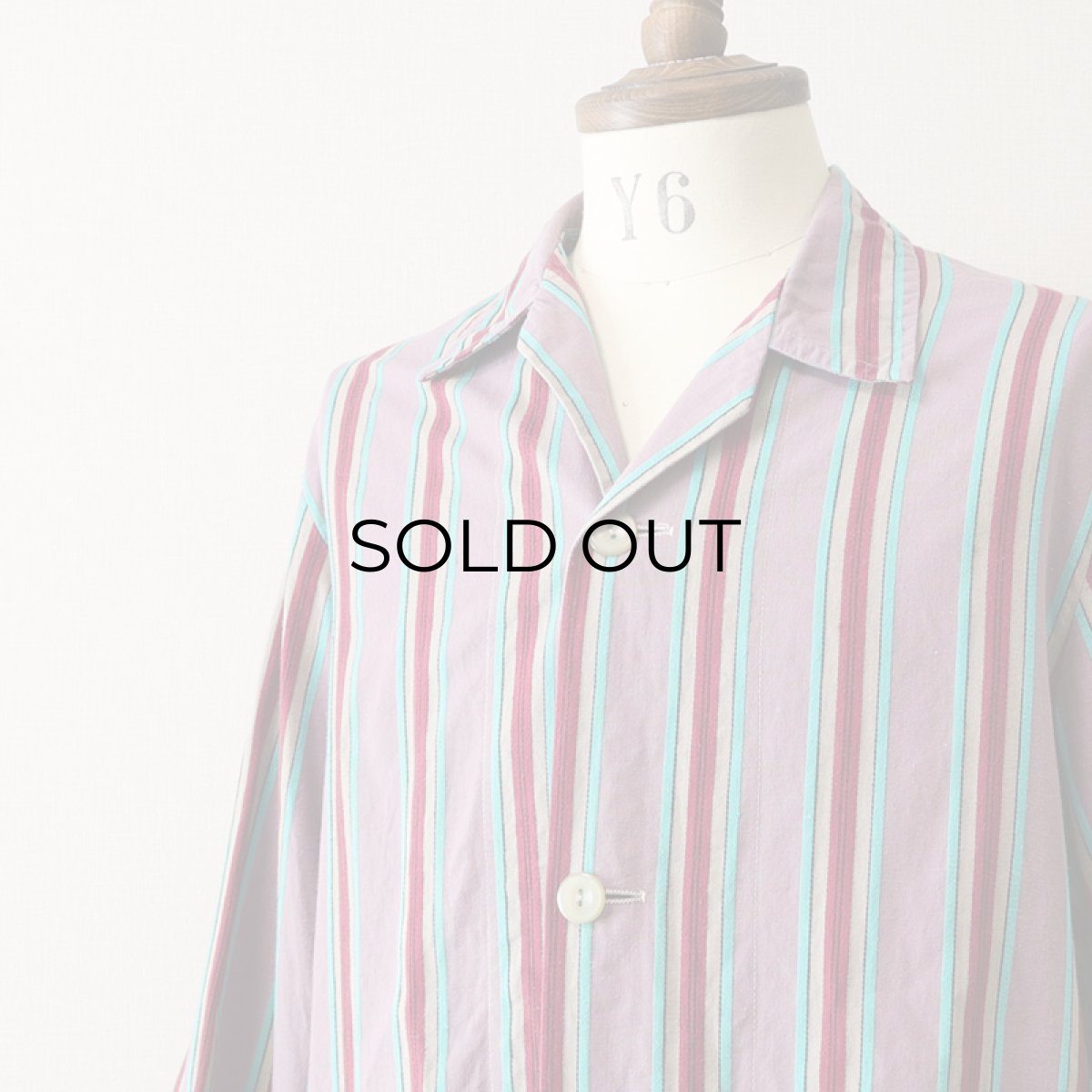 画像7: OLD Dceiklang COTTON STRIPE EURO PAJAMA SHIRT (7)