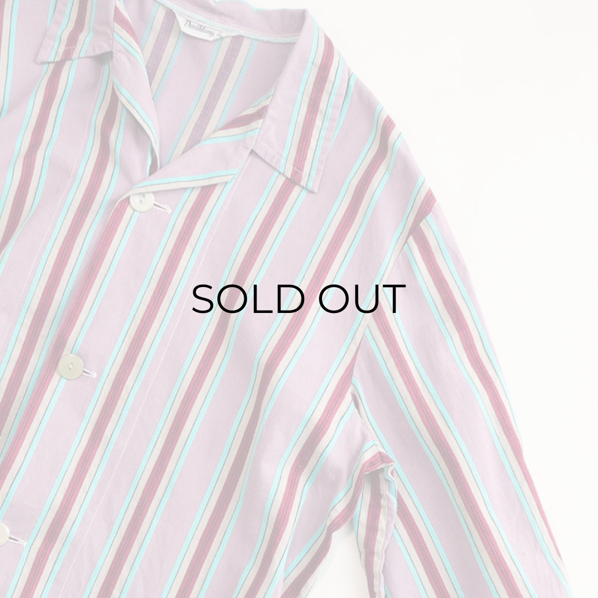 画像9: OLD Dceiklang COTTON STRIPE EURO PAJAMA SHIRT (9)