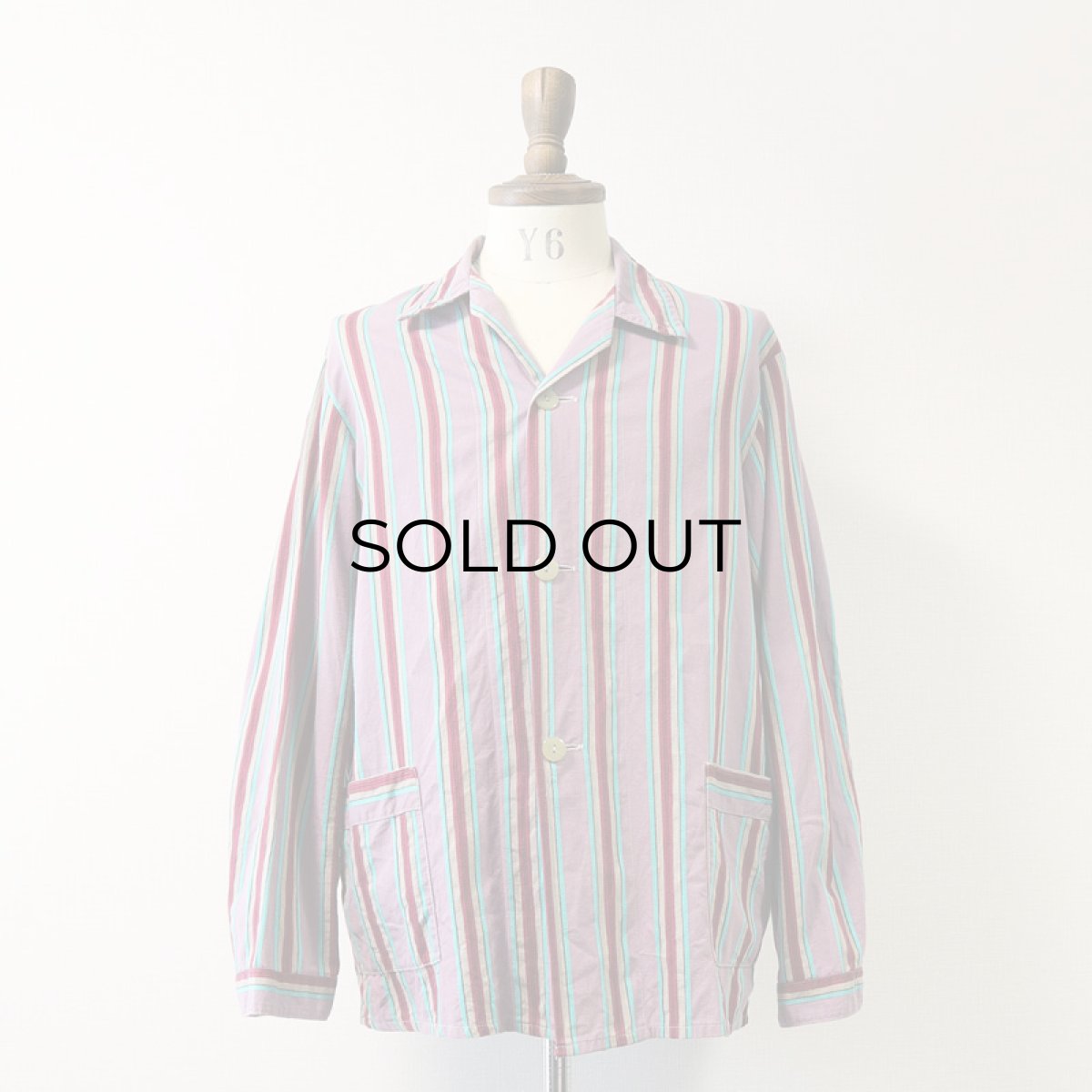 画像3: OLD Dceiklang COTTON STRIPE EURO PAJAMA SHIRT (3)