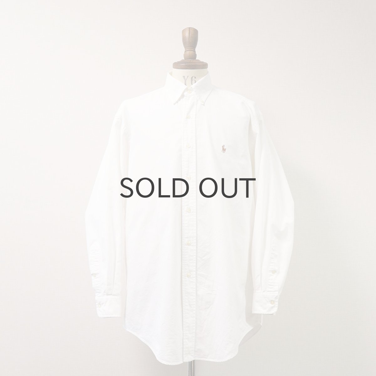 画像1: 90's Ralph Lauren WHITE COTTON OXFORD B/D SHIRT (1)