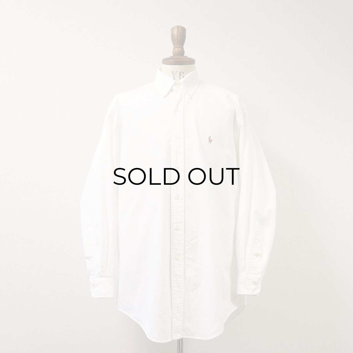画像1: 90's Ralph Lauren WHITE COTTON OXFORD B/D SHIRT (1)