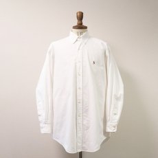 画像1: 90's Ralph Lauren WHITE COTTON OXFORD B/D SHIRT (1)