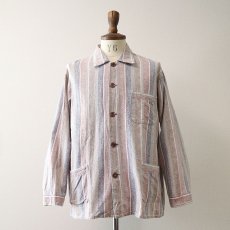 画像1: OLD WITT COTTON STRIPE EURO PAJAMA SHIRT (1)