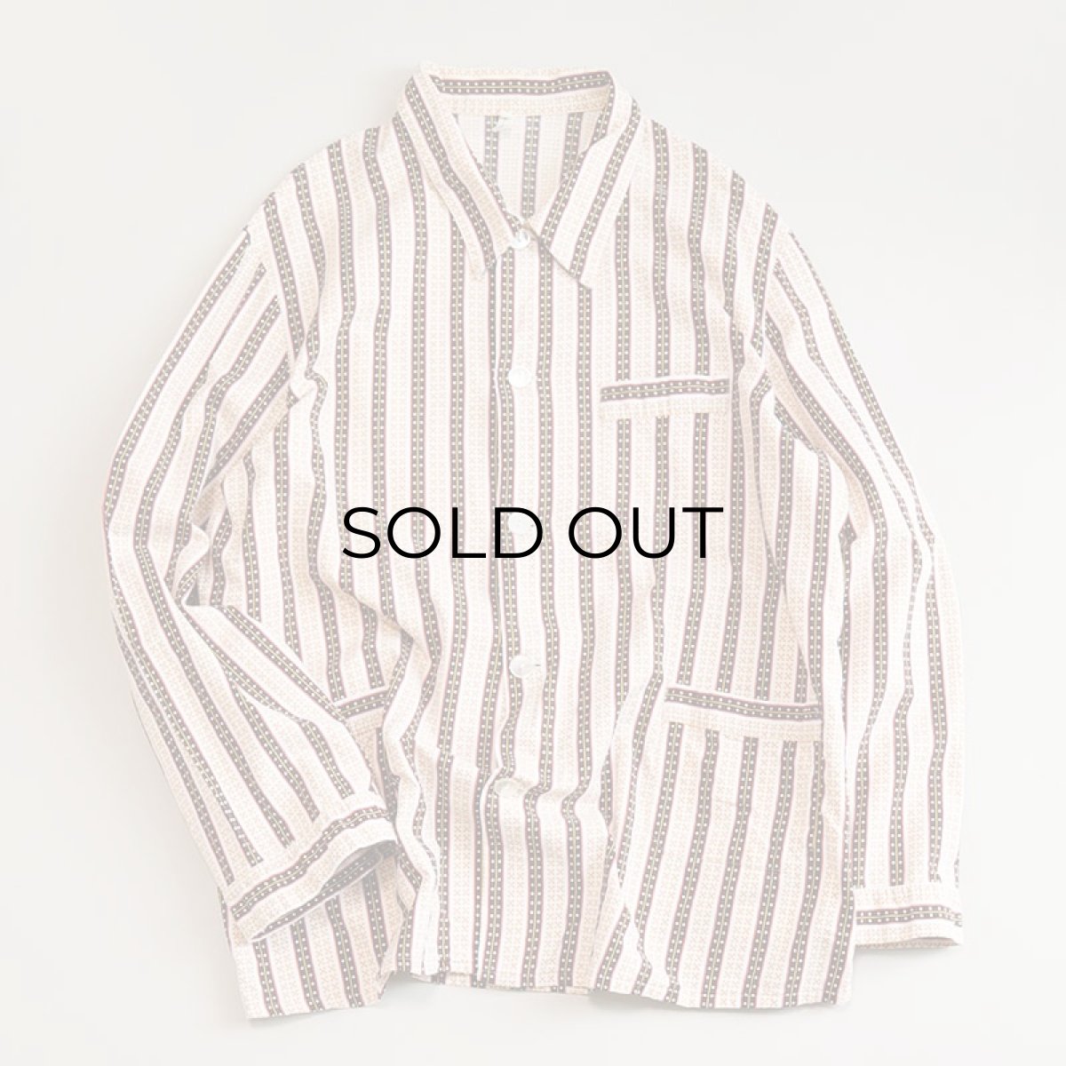 画像6: OLD UNKNOWN BRAND COTTON STRIPE EURO PAJAMA SHIRT (6)