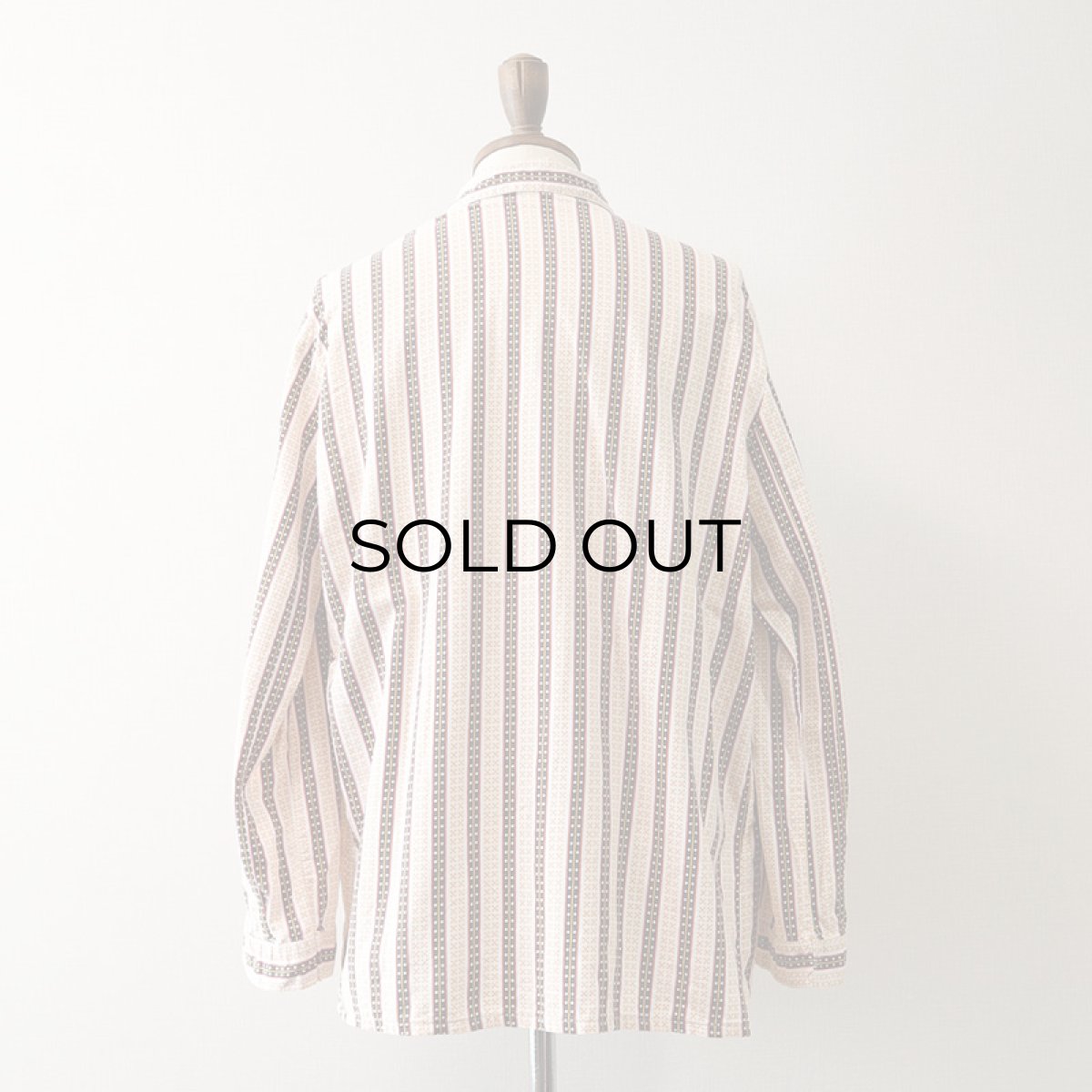 画像3: OLD UNKNOWN BRAND COTTON STRIPE EURO PAJAMA SHIRT (3)