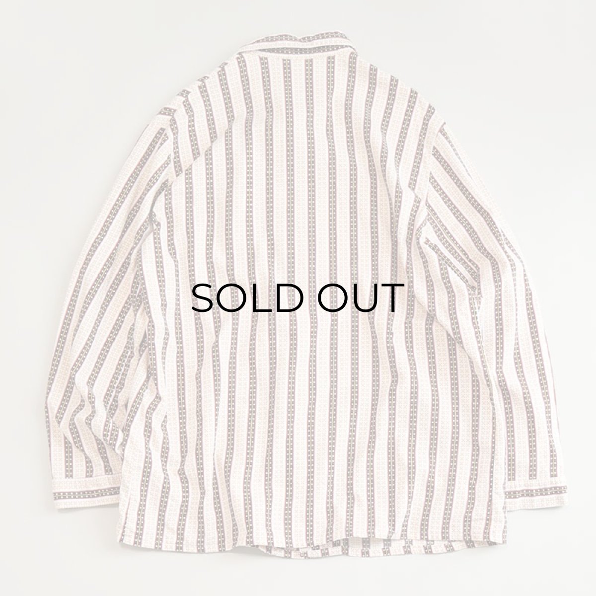 画像7: OLD UNKNOWN BRAND COTTON STRIPE EURO PAJAMA SHIRT (7)