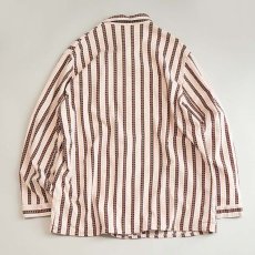 画像7: OLD UNKNOWN BRAND COTTON STRIPE EURO PAJAMA SHIRT (7)