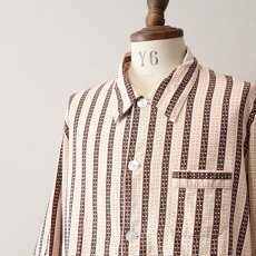 画像5: OLD UNKNOWN BRAND COTTON STRIPE EURO PAJAMA SHIRT (5)