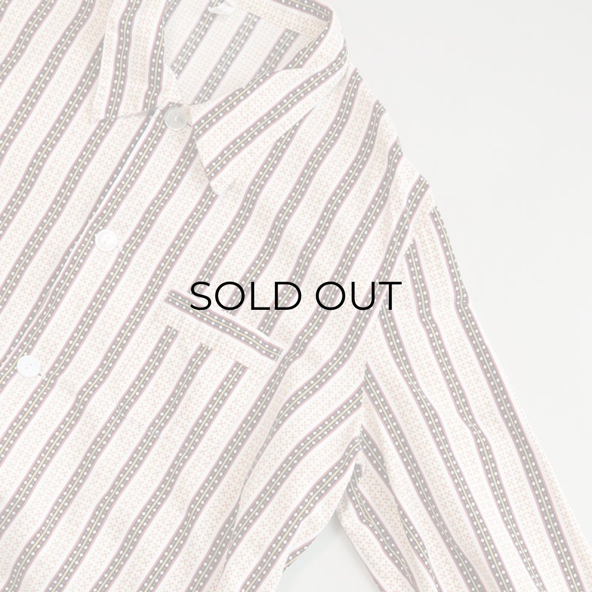 画像8: OLD UNKNOWN BRAND COTTON STRIPE EURO PAJAMA SHIRT (8)