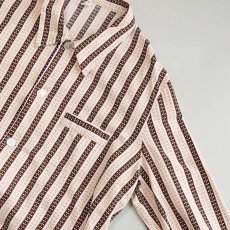 画像8: OLD UNKNOWN BRAND COTTON STRIPE EURO PAJAMA SHIRT (8)