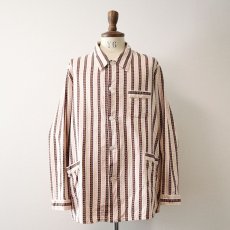 画像1: OLD UNKNOWN BRAND COTTON STRIPE EURO PAJAMA SHIRT (1)