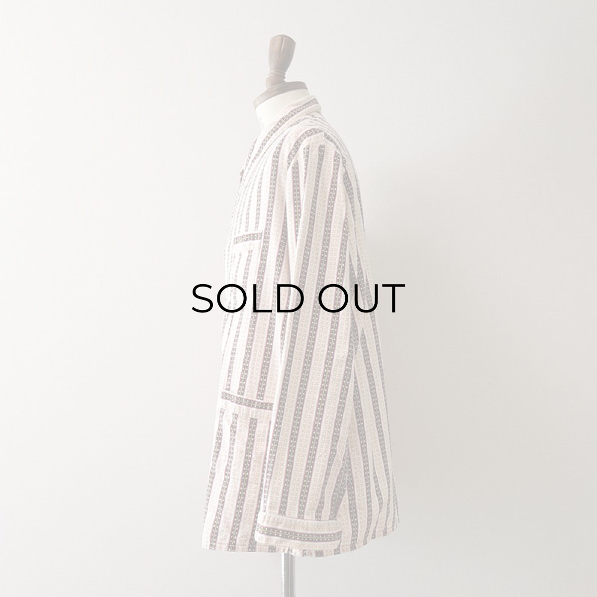 画像2: OLD UNKNOWN BRAND COTTON STRIPE EURO PAJAMA SHIRT (2)