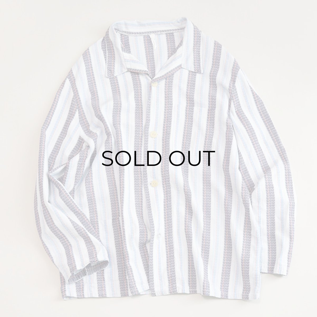 画像6: OLD UNKNOWN BRAND COTTON STRIPE EURO PAJAMA SHIRT (6)